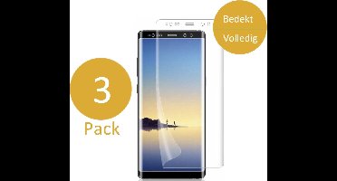 3x Full Screenprotector geschikt voor Samsung Galaxy Note 8 - Edged (3D) Glas PET Folie Screen protector Transparant 0.2mm 9H