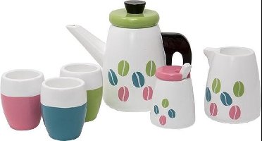Mamamemo Retro Koffie Serviesset - Houten speelgoed vanaf 3 jaar