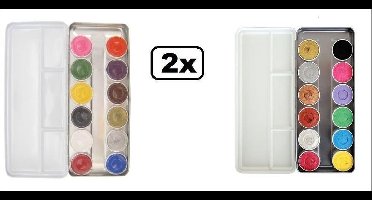 2x Superstar schmink palet 12 kleuren basic en pastel