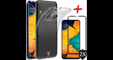 Hoesje geschikt voor Samsung Galaxy A30 Hoesje + 2x Screenprotector Full-Screen - Transparant Siliconen TPU Soft Case - iCall