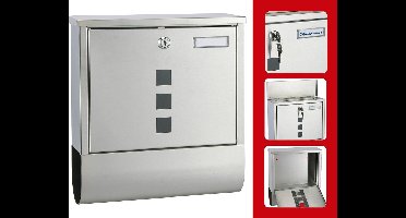 Haushalt Brievenbus Staal Inclusief Krantenhouder - 30,5 x 9,6 x 33,5 cm