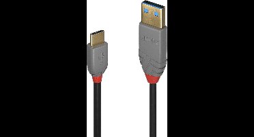 LINDY 36887 USB-kabel USB 2.0 USB-A stekker, USB-C stekker 2.00 m Zwart
