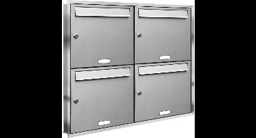 Brievenbus groot 4 adressen met rand ( inbouw )
