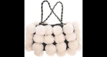 Tasje Bont met Witte Bollen - Zwart Wit