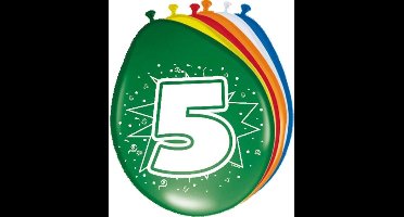 8x stuks Ballonnen versiering 5 jaar