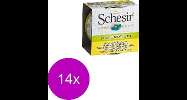Schesir Kat Bouillon 70 g - Kattenvoer - 14 x Tonijn&Ansjovis Blik