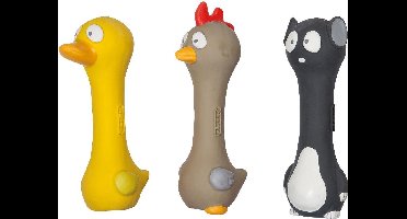 Flamingo Latex Halters Dieren - Hondenspeelgoed - 20 cm - Geel