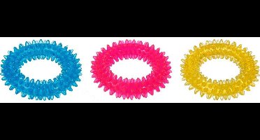 Flamingo Stekelring - Hondenspeelgoed - 9 cm - Blauw;Roze;Geel