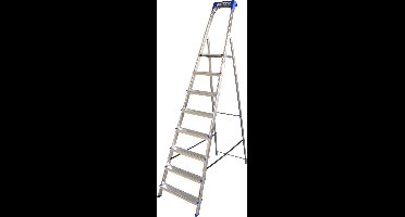 Alumexx Huishoudtrap 8 treden Anti Slip - Tot 150kg - 3.40m werkhoogte - Grijs