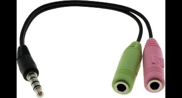 OTB 3,5mm 4-polig > 2x 3,5mm headset adapter (CTIA/AHJ) - 0,15 meter
