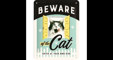 Beware of the Cat Metalen wandbord in reliëf 15x20 cm