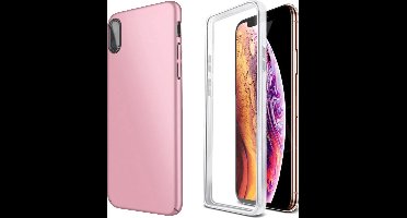 Hoesje geschikt voor iPhone XS Max - 360 Graden Case 2 in 1 Hoes Roségoud + Ingebouwde Siliconen TPU Cover Screenprotector