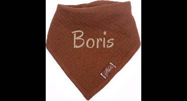 Bandana slabbetje brick roest met naam | geborduurd | gepersonaliseerd