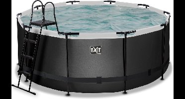 EXIT Black Leather Frame Zwembad ø360 - Opzetzwembad - met Zandfilterpomp - Rond - Zwart