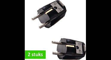 KAISER rechte stekker met randaarde | zwart | 2 STUKS