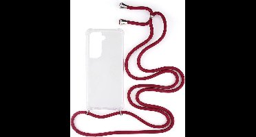 Shop4 - Samsung Galaxy S21 Hoesje - Zachte Back Case met Koord Donker Rood