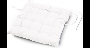 Stoelkussen Essential Wit 40 x 40 cm - Eetkamer & Tuinstoel zitkussen met linten - 100% Polyester - Geschikt voor buiten