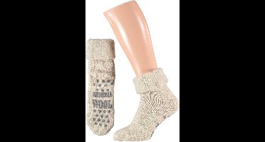 Apollo Heren Huissokken Wol met Antislip Lichtgrijs 43-46