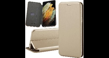 Hoesje geschikt voor Samsung Galaxy S21 Ultra - Book Case Kunstleer ThinShield Goud