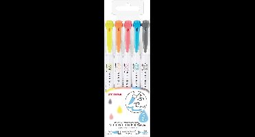 Zebra Mildliner - Brush pennen - Dubbelzijdig - Friendly kleuren - Set van 5