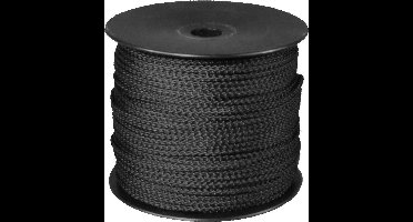 Gevlochten Koord – 100 meter – 1mm - Zwart – Touw - Haspel