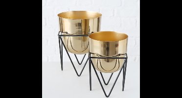 Plantbakken - Houders - Industrieel - Goud - 2 set - 32/27cm.