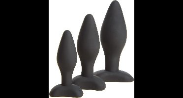 Power Escorts - Rocket Plug Anal Starter 3-Pack  - S, M & L - Black - quality Silicone  - No cheap tpe material - Colour box -BR215