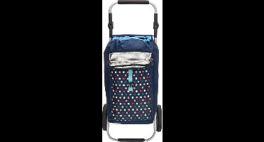 Boodschappentrolley Inklapbaar met Koeltas + Kantelbaar Handvat - Multi Stip Blauw