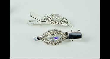 Duckklem met ovaal glas strass steen