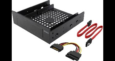 Akasa 5.25 Front Bay Adapter voor een 3.5 device/HDD/2.5 HDD/SSD met SATA kabels