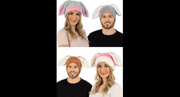 Luchas Promotions Muts Pluche met Hazenoren - 4 stuks in diverse kleuren