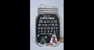 Countryfield - kerst - kerstkalender - adventskalender - kalender - sneeuwpop - 40 x 24 cm -metaal & hout - met krijtje
