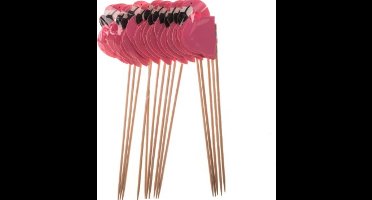 Cocktailprikker groot flamingo 16 stuks 17 cm hoog
