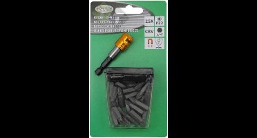 Geharde bitset 25 stuks, Kruis/Sterkop bits, PZ2, Hofftech