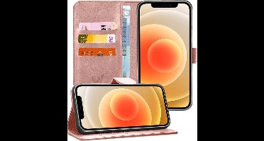 Hoesje geschikt voor iPhone 12 Pro Max - Book Case Kunstleer Pasjeshouder Rosegoud