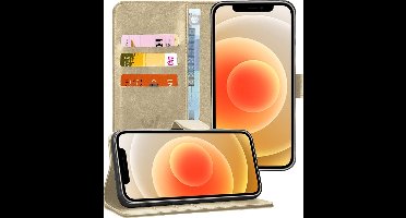 Hoesje geschikt voor iPhone 12 Mini - Book Case Kunstleer Pasjeshouder Goud