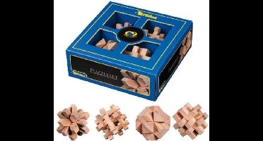 Philos - Puzzelset, 4 houten puzzels 21x21x7.5 cm - Mental Training