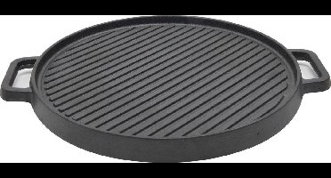 Cast Iron - Grillplaat & Bakplaat - Zwart - 30x30 cm - (2-zijdig: Ribbel & Vlak) - Gietijzer