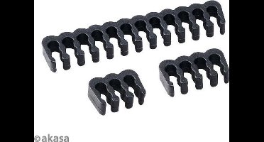 Akasa zwarte kabelkammenpakket, 24-pins x 4, 8-pins x 12, 6-pins x 8 - past op kabels van 3mm