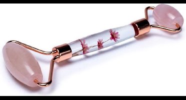 massageroller rozenkwarts met bloemen roze