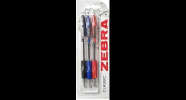 Zebra Classic Pennen Set - Rood, Zwart, Blauw