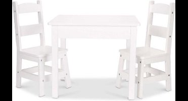 Melissa & Doug - Houten Kindertafel met twee Stoeltjes - wit