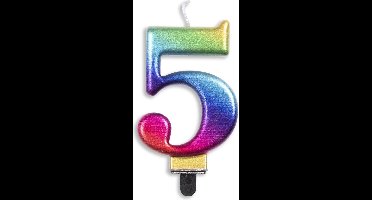 Wefiesta Cijferkaars 5 Metallic Rainbow 5,5 X 7,8 X 1,4 Cm Wax