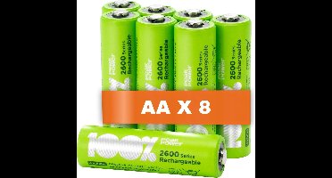 100% PeakPower oplaadbare batterijen AA NiMH 2300 mAh - 8 stuks AA batterijen oplaadbaar 1,2V (HR6 / Mignon)