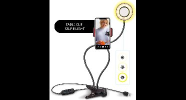 Silvergear Ringlamp met Statief Smartphone - Ring Lamp - Ringlampen - Ringlamp Laptop - Telefoon Statief - Zwart