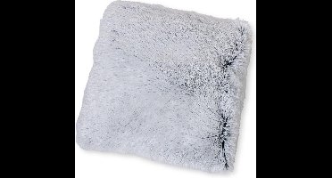 Sierkussen kunst bont Snow 50x50cm wit zwart polyester hoog polig