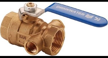 Raminex kogelkraan 2x 1/2 binnendraad + aftap 1/4