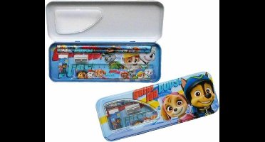 Nickelodeon Paw Patrol Metaal gevulde Pennendoos - 2 Potloden - Gom - Slijper - Meetlat - School
