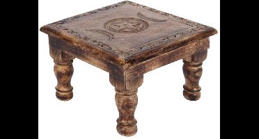 Something Different Altaar tafel Triple Moon met snijwerk - handgemaakt - (hxbxd) ca. 21cm x 30cm x 30cm