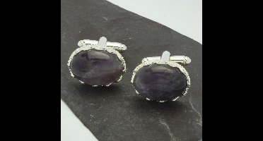 Manchetknopen - Edelsteen Ovaal Amethist Kartelrand